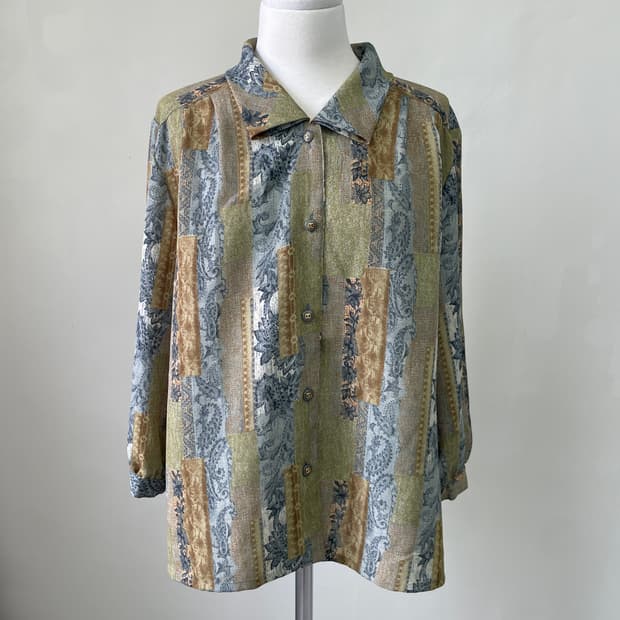 빈티지 에스닉 페이즐리 블라우스