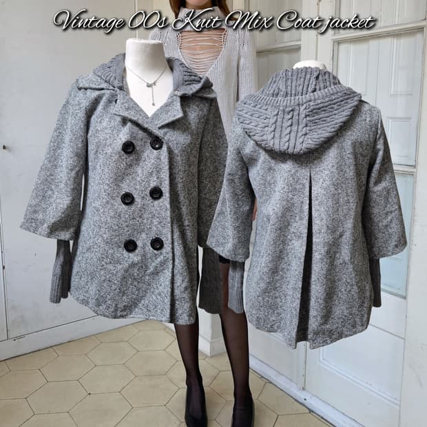 Vintage 00s Knit Mix Coat jacket