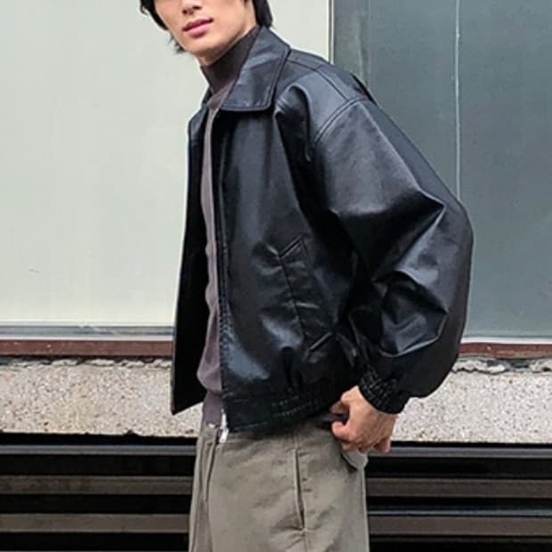 새상품 비건 레더 카라 자켓 L~XL