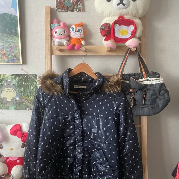 모리걸 빈티지 네이비 도트 패딩 💙🤍