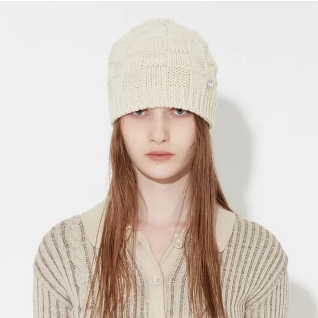 로우타이드 자카드 니트 비니