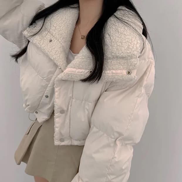 양털 뽀글 크롭패딩