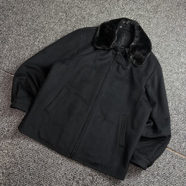 90s 입생로랑 아카이브 자수로고 캐시미어 발마칸 하프 코트 2587