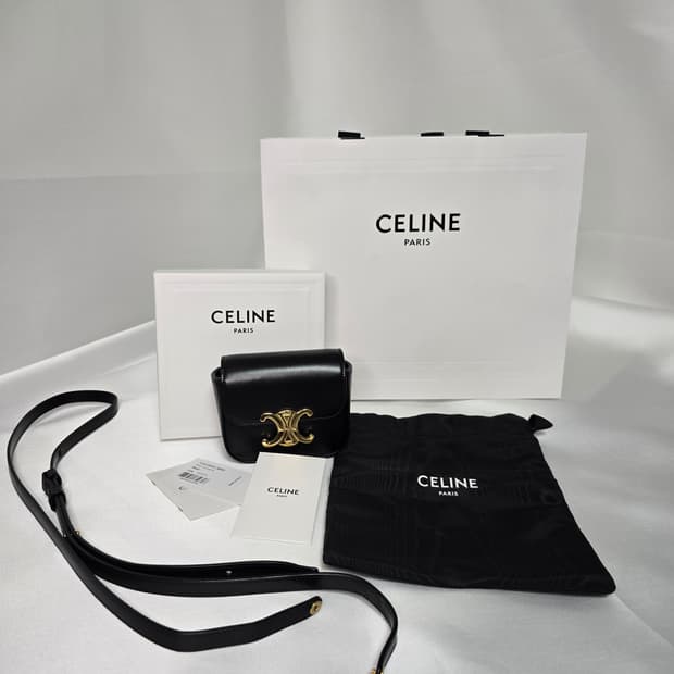 셀린느 미니 클로드 백 샤이니 카프스킨 블랙