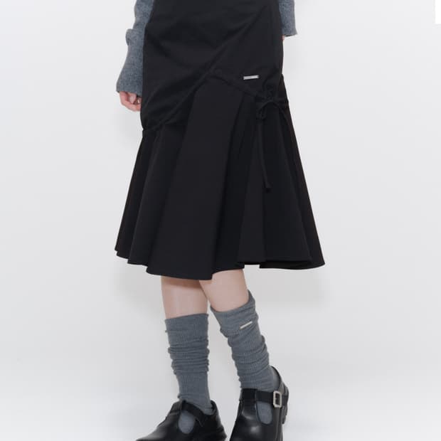 미세키서울 셔링 러플 미디 스커트 