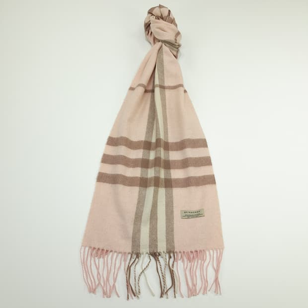MX158 버버리 연핑크 자이언트 노바체크 캐시미어 울 목도리 머플러