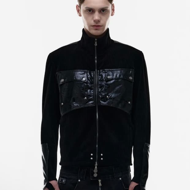 오퍼스0012 레더패치니트 집업