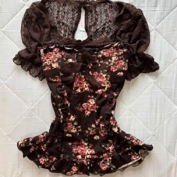 교/판) 리즈리사 플로럴 라떼 히메 갸루 히메카지 초코 코르셋