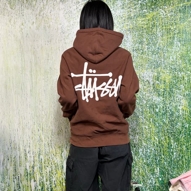 스투시 모카 브라운 빅로고 후드티 M