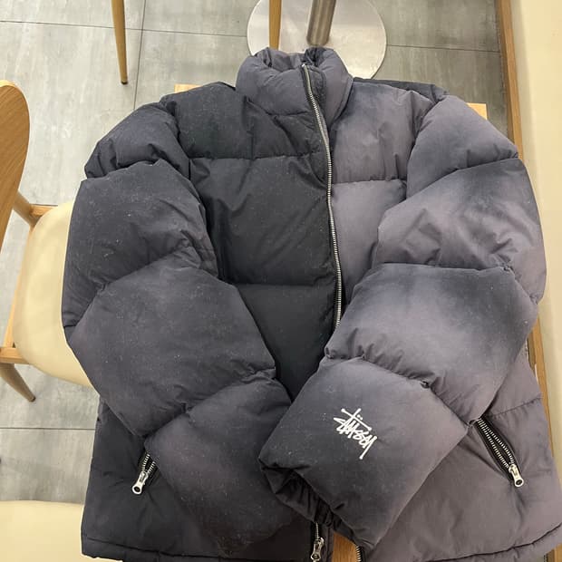 [M] 스투시 리사이클 나일론 다운 퍼퍼 빈티지 블랙