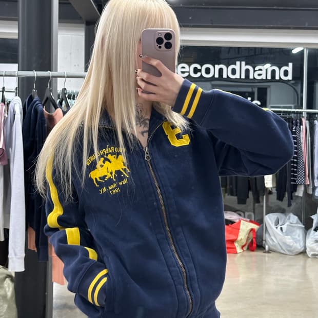 폴로 랄프로렌 빅포니 사이드 라인 코튼 집업 자켓 네이비