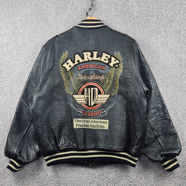 할리 데이비슨 싱글 라이더 가죽 바시티 자켓 ( L ) / 10777