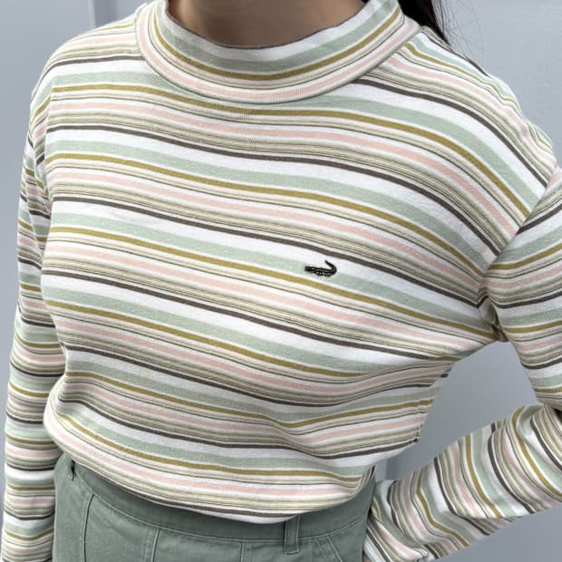 일본빈티지 크로커다일 스트라이프 긴팔티