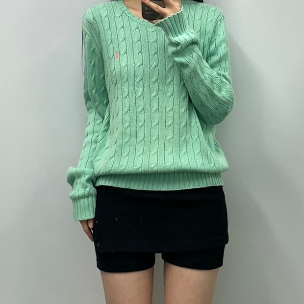 폴로 랄프로렌 신형 민트 꽈배기 니트