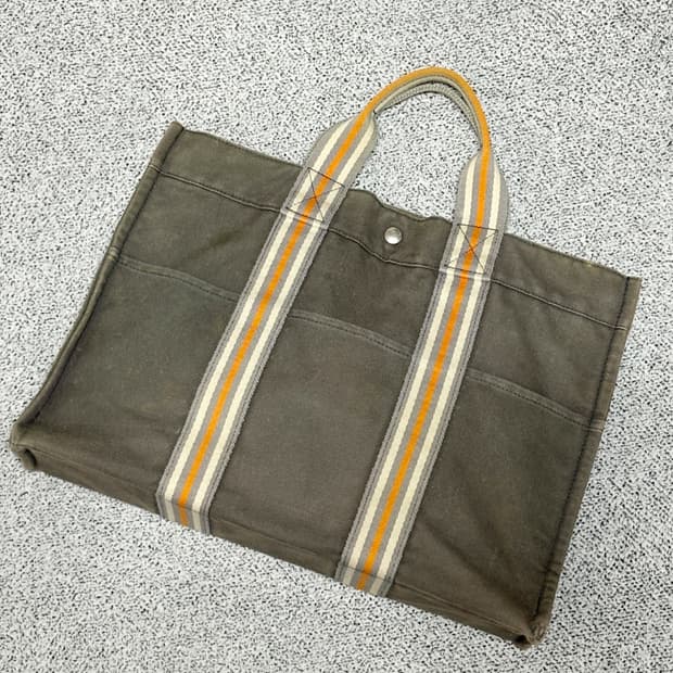 에르메스 2001 긴자 스토어 한정 후루토 캔버스 토트백 그레이/오렌지