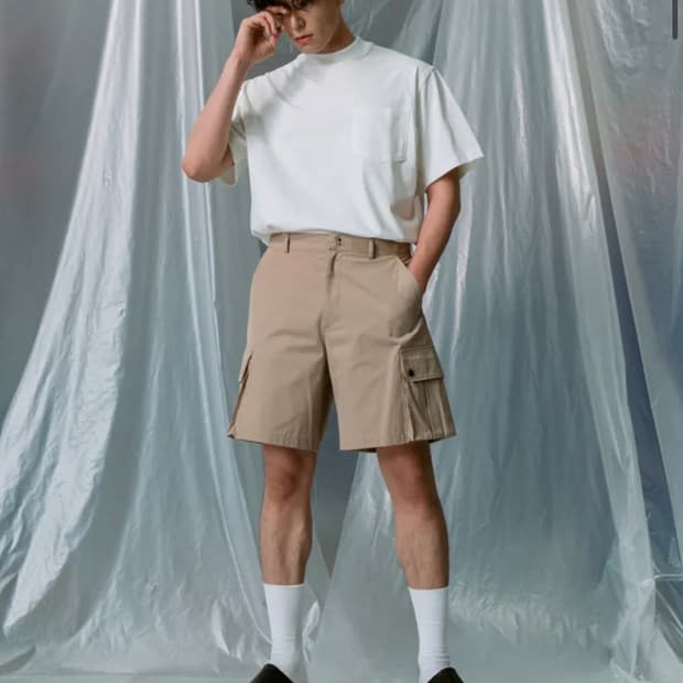 노클 와이드 코튼 카고 숏팬츠