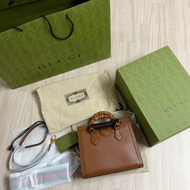 구찌브라운다이애나토틀백세트