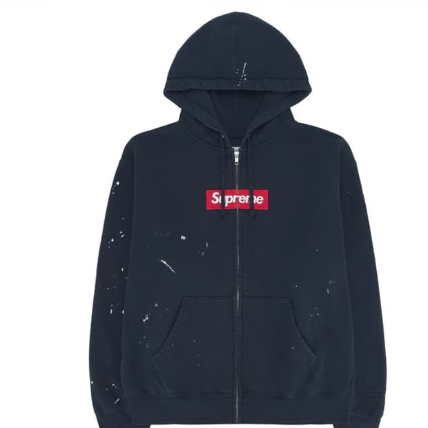 슈프림 MM6 메종 마르지엘라 박스로고 집업 후드 네이비 XL 새제품