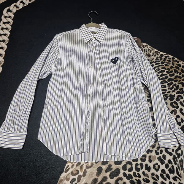 꼼데가르송 여성 블랙와펜 스트라이프 셔츠 L 정품