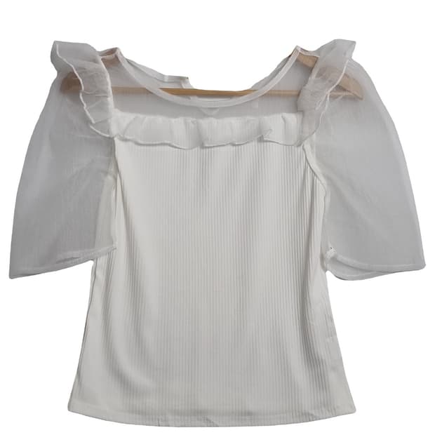 GRL 화이트 레이스 모리걸 블라우스 [M] 