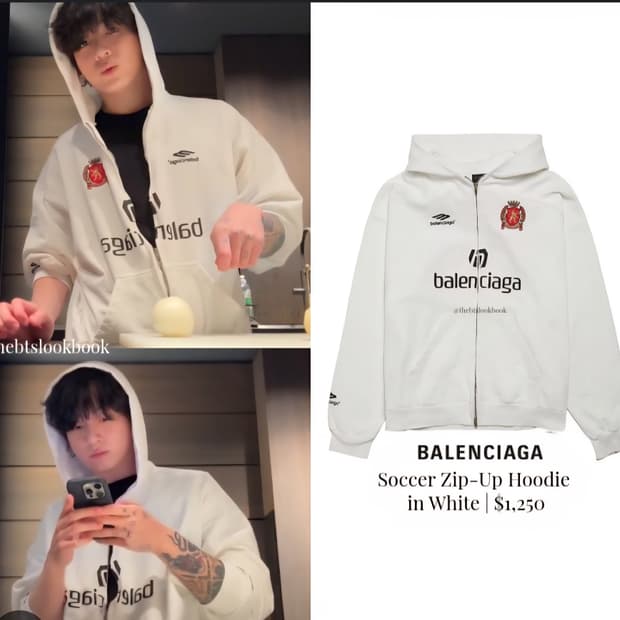 발렌시아가 사커 후드 집업 티셔츠 화이트 서울 싸커 후디 티 롱 슬리브