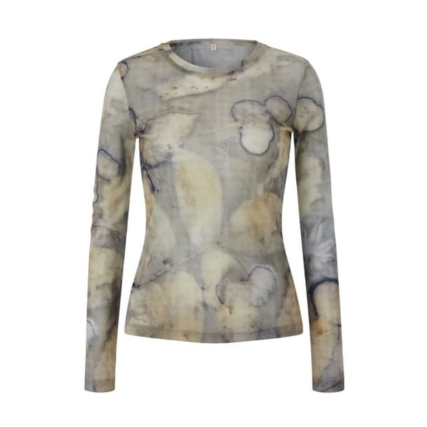 Teak 티크 LEAF DYED MESH LONG SLEEVE TOP