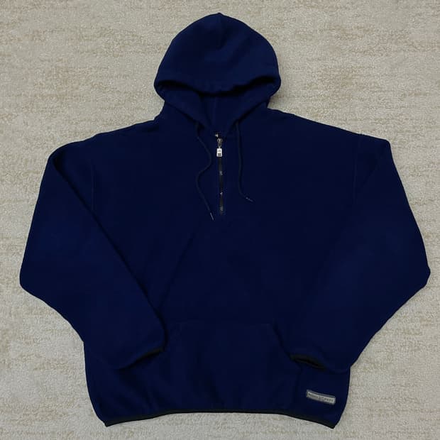 90s Russell 러셀 made USA 플리스 하프 집 후드 후리스
