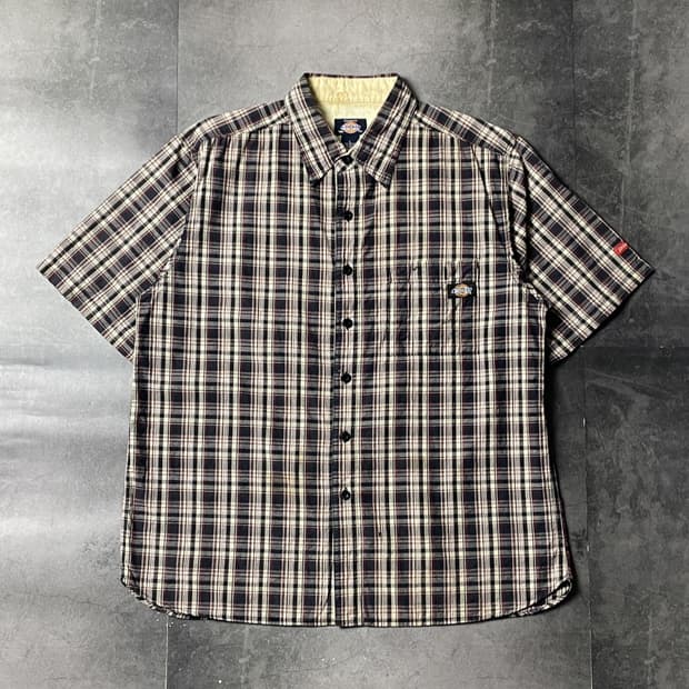 DICKIES 디키즈 빈티지 체크 반팔 워크 셔츠 A01028