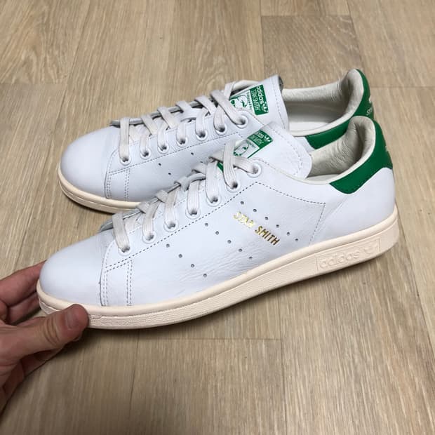 (255) 아디다스 adidas 리얼 레더 스탠스미스 화이트 그린