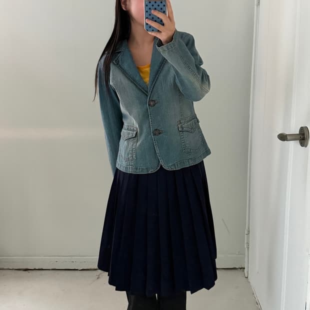 일본빈티지 연청 데님 블레이저 자켓