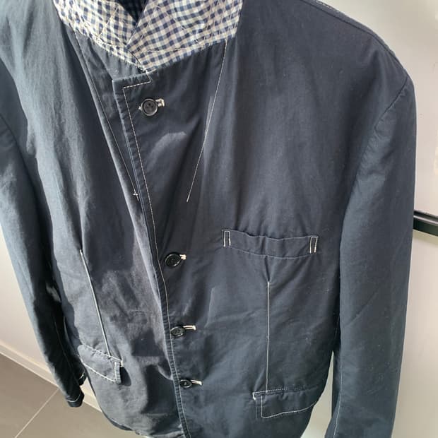 꼼데가르송 옴므 스티치 깅엄 자켓 s