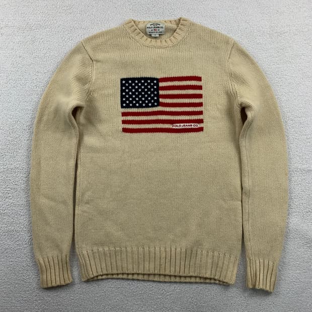 폴로 진스 성조기 니트 베이지