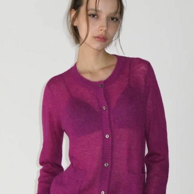 썬번프로젝트 퍼플 가디건Mohair Sheer Cardigan, MAGE