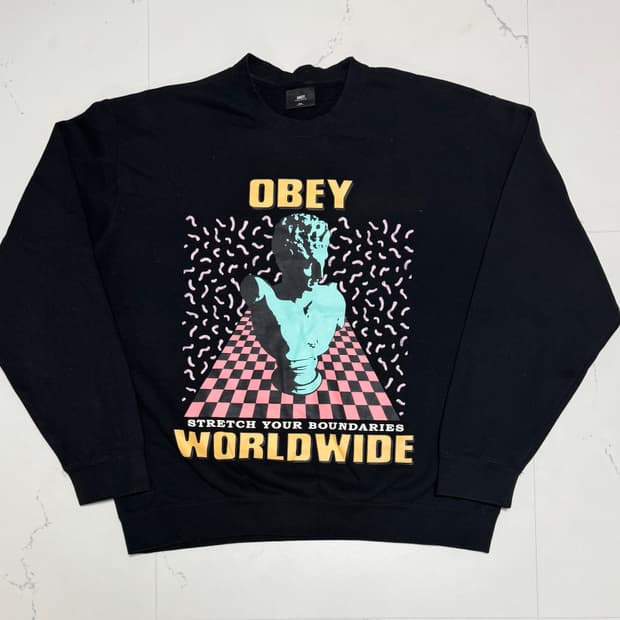 [2XL] 오베이(OBEY) 베이퍼웨이브 석고상 맨투맨