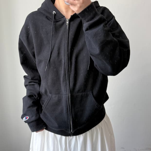 [M] 챔피온 블랙 후드집업