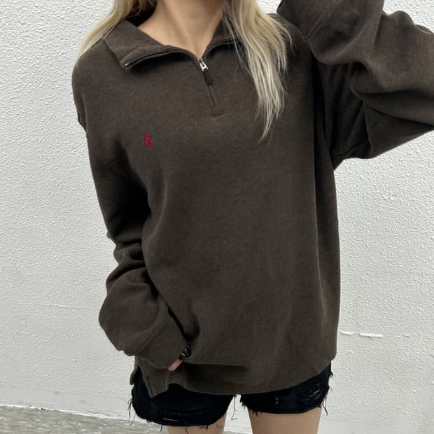 폴로 랄프로렌 레드포니 뮤트브라운 반집업 L