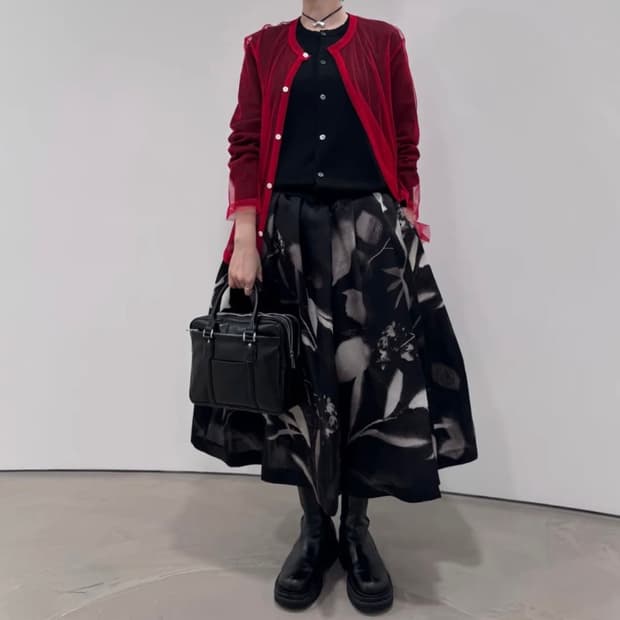 25ss 꼼데가르송 레드 시스루 가디건 + 블랙 가디건