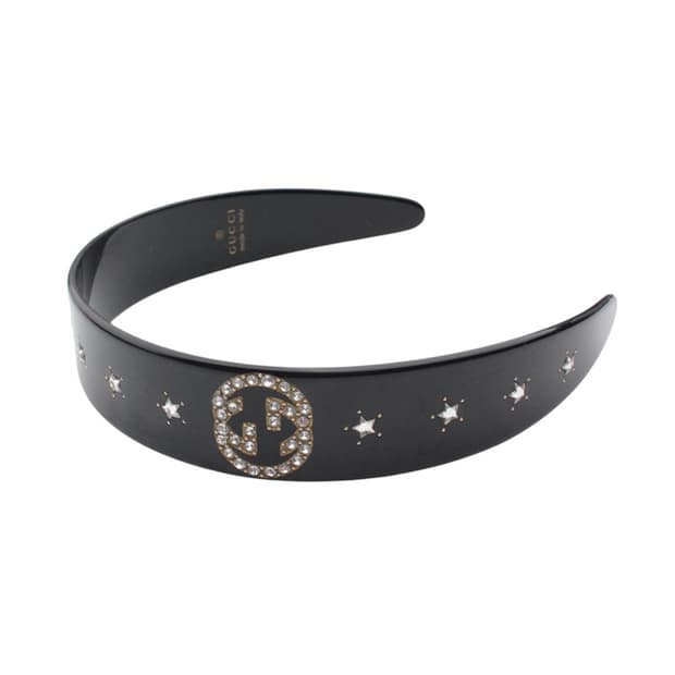 구찌 블랙 GG 스트라스 헤어밴드