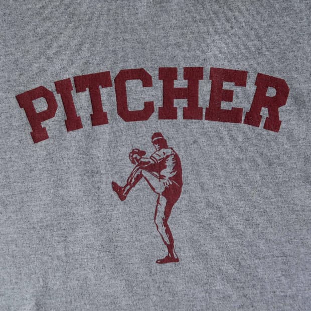 빈티지 pitcher 프린팅 티셔츠