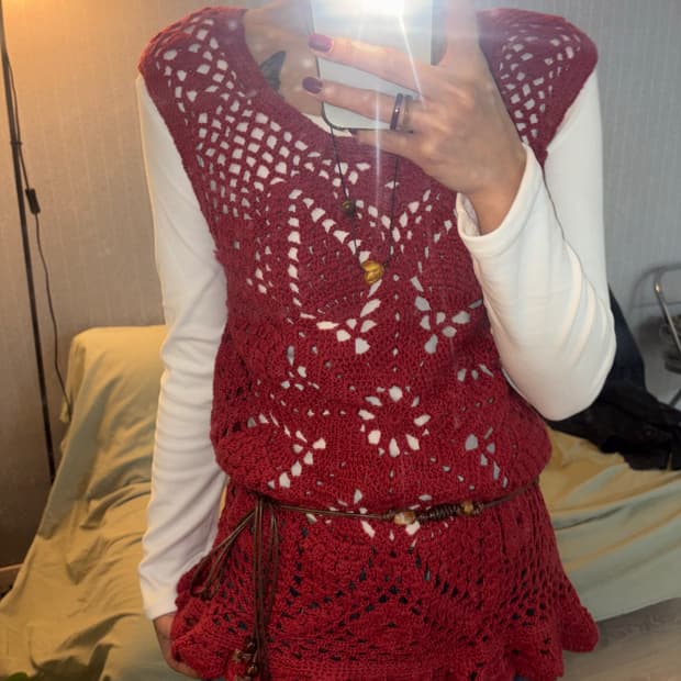 빈티지 뜨개 니트 베스트