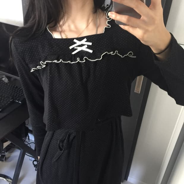 Mutti ei 히메갸루 로걀 레이스 도트 원피스