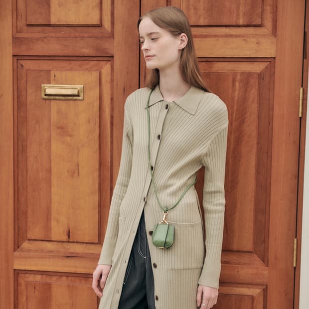 루에브르 롱 니트 골지 카라 가디건 원피스