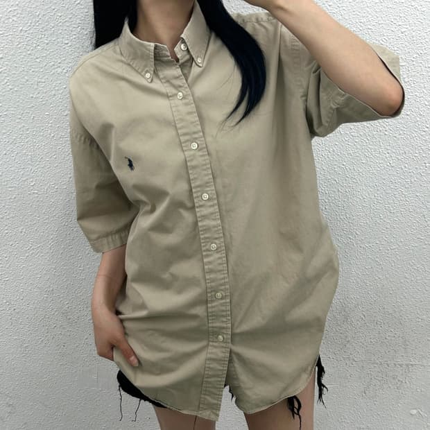 폴로 랄프로렌 네이비포니 베이지 반팔 셔츠 100