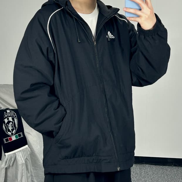 아디다스 올드스쿨 나일론 후드 바람막이 자켓 XXL 