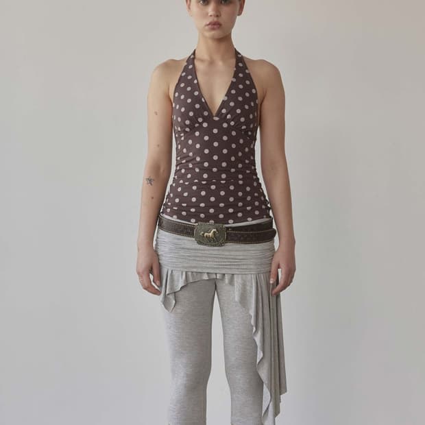 SCULPTOR Dot Halter Top Brown