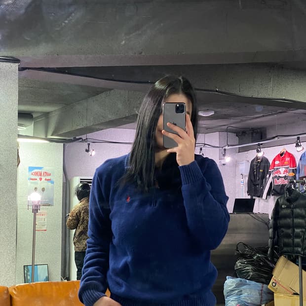 폴로 랄프로렌 블루 쿼터 집업 니트 B3414