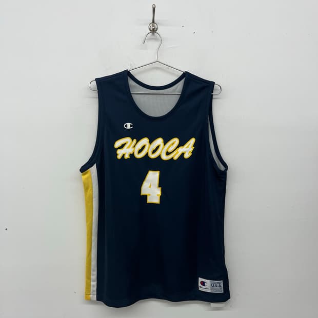 챔피온 농구 저지 HOOCA 4번 네이비 옐로우 남성XL