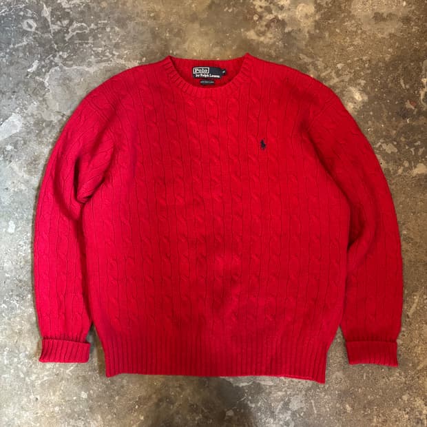 올드 폴로 랄프로렌 케이블 울 스웨터