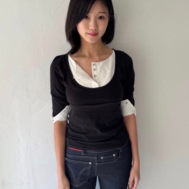 인앤양인하모니 레이어드탑 layered top 블랙
