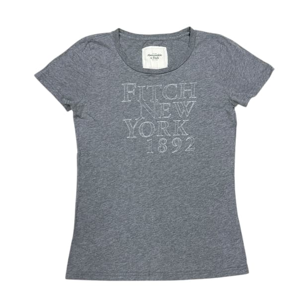 아베크롬비 빈티지 스펠로고 Y2K 딱붙핏 반팔 그레이 L